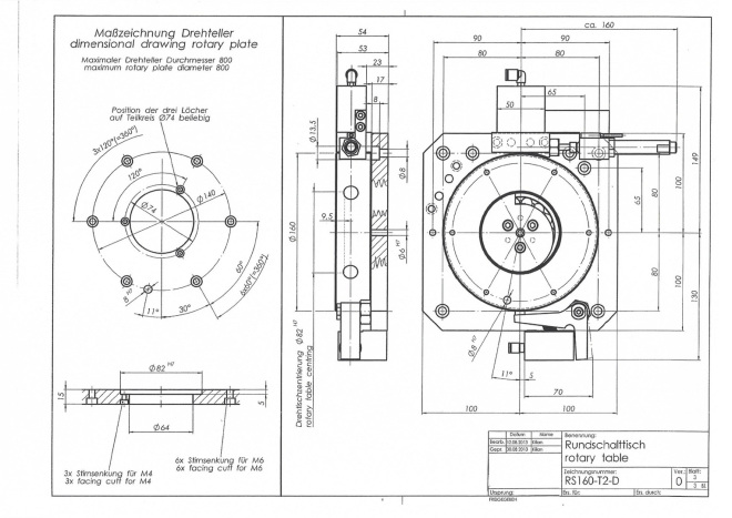 Maßzeichnung für Drehteller dimensional drawing rotary plate